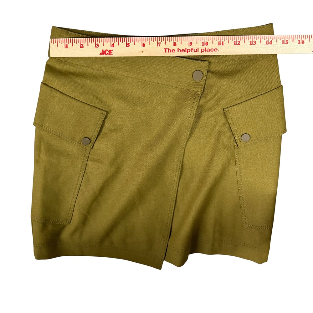 Massimo Dutti Utility Cargo Mini Skirt Safari Olive Military Green Size Small - Picture 6 of 14